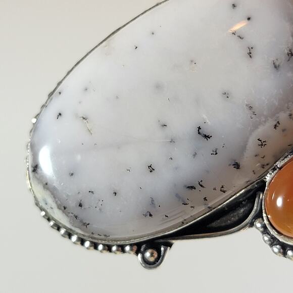 Gemstone Pendant Necklace – Opal, Carnelian & Chalcedony + 20" Silver Chain - Picture 9 of 10